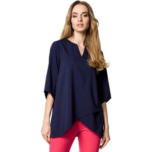 Made Of Emotion Woman's Blouse M359 Navy Blue kép
