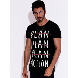 Men's black T-shirt with a motivational print kép
