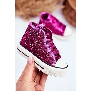 Children's Sneakers High Shiny Pink Ally kép