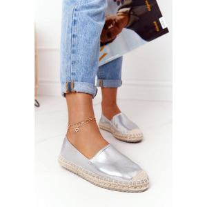 Leather Espadrilles On A Braided Sole Big Star HH274504 Silver kép