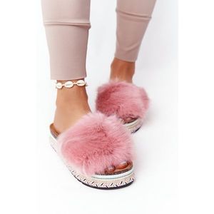 Platform Slippers With Eco Fur Pink Adventure kép