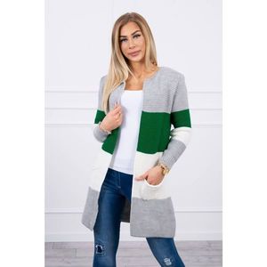 Sweater Cardigan in the straps gray+green kép