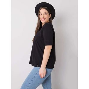 Women's black plus size cotton t-shirt kép