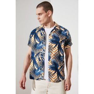 Trendyol Multi-Color Men's Regular Fit Flannel Neck Short Sleeve Tropical Shirt kép