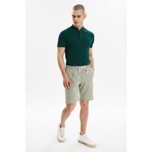 Trendyol Green Men's Elastic Waist Striped Seer Sucker Shorts & Bermuda kép