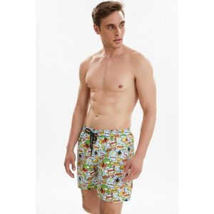 Trendyol Multicolor Men's Printed Slogan Swim Shorts kép