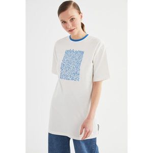 Trendyol Dark Blue Printed Knitted Tunic T-shirt kép