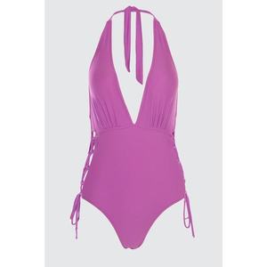 Trendyol Lilac Tie Detailed Swimsuit kép