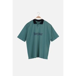 Trendyol Green Men's Oversized Short Sleeve Printed Polo Neck T-shirt kép