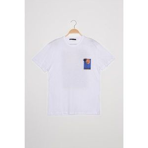 Trendyol White Men's Regular Fit Short Sleeve Printed T-Shirt kép