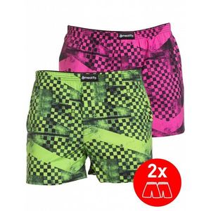 Set of two men's patterned shorts in green and pink Meatfly Agostino kép