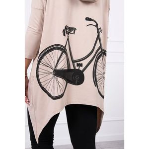 Sweatshirt with a bicycle print beige kép