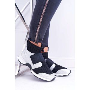 Női sportcipő Lu Boo egy zokni brokát ezüst Phantom kép