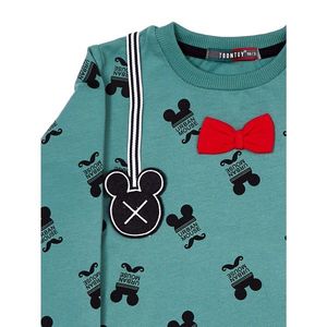 Cotton gray and green children´s blouse with the Mickey Mouse motif kép