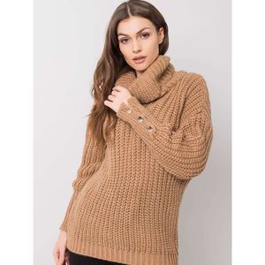 Women's camel turtleneck sweater kép