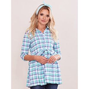 Women´s checkered tunic with a frill, green kép