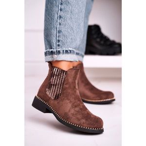 Women's Chelsea Boots With Studs Suede Brown Meagan kép