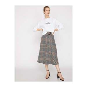 Koton Women Brown Plaid Skirt kép