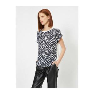 Koton Women's Black Zebra Pattern T-Shirt kép