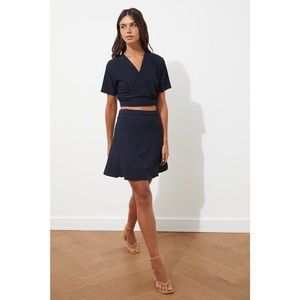 Trendyol Navy Blue Lacing Detailed Knitted Skirt kép