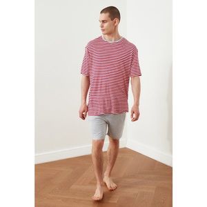 Trendyol Red Striped Knitted Pajamas Set kép