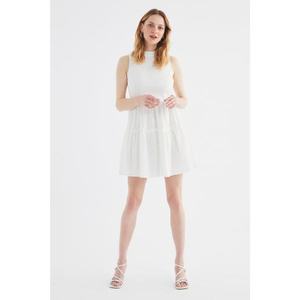 Trendyol White Ruffled Back Decollet Brode Dress kép