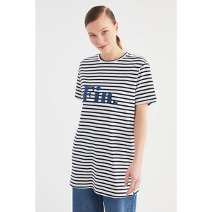Trendyol Navy Striped Knitted Tunic T-shirt kép