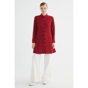 Trendyol Claret Red Shirt Collar Tunic kép