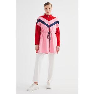 Trendyol Pink Color Paneled Zippered Knitted Tunic kép