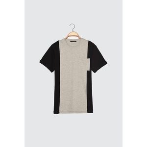 Trendyol Gray Men's Regular Fit Short Sleeve Paneled T-Shirt kép