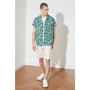 Trendyol Men's Green Regular Fit Apron Collar Short Sleeve Tropical Shirt kép