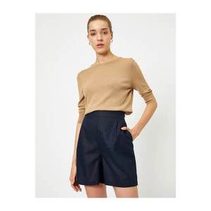 Koton Women's Navy Blue Pocket Linen Shorts kép