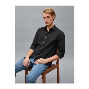 Koton Men's Black Slim Fit Shirt Long Sleeve Cotton kép