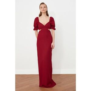 Trendyol Burgundy Neck Detailed Evening Dress & Graduation Gown kép