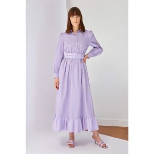 Trendyol Lilac Shirt Collar Checkered Dress kép