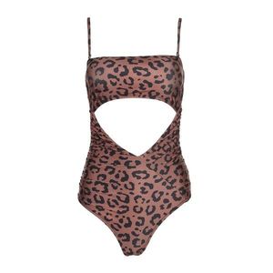 Trendyol Brown Leopard Pattern Cut-Out Detailed Swimsuit kép