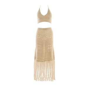 Trendyol Beige Tricot Tassel Detailed Bottom-Top Team kép