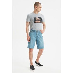 Trendyol Blue Men's Regular Cut-Hem Denim Shorts & Bermuda kép