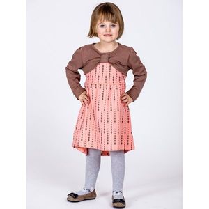 Cotton children´s dress with a print and long sleeves - peach color kép