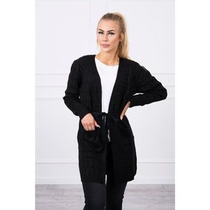 Cardigan sweater with a braid and a black belt kép