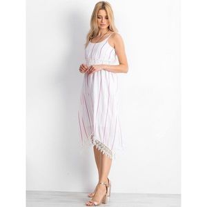 White and pink striped dress with lace kép