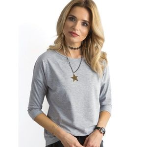 Basic melange blouse with 3/4 sleeves gray kép