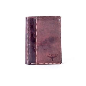Leather brown wallet with vertical embossing kép