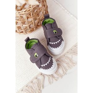 Children's Sneakers With Velcro With A Shark Grey kép