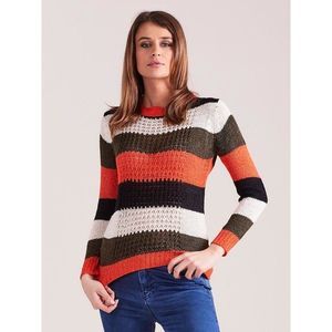 Khaki-orange striped sweater kép