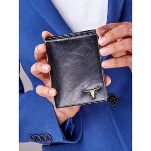 Men´s black leather wallet with an emblem kép