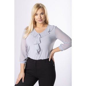 fitted blouse with ruffles and chiffon sleeves kép