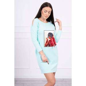 Dress with graphics and bow in polka dots 3D mint kép