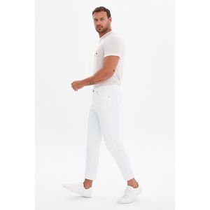 Trendyol White Men's Slim Crop Jeans kép