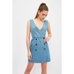 Trendyol Blue Buttoned Mini Denim Dress kép